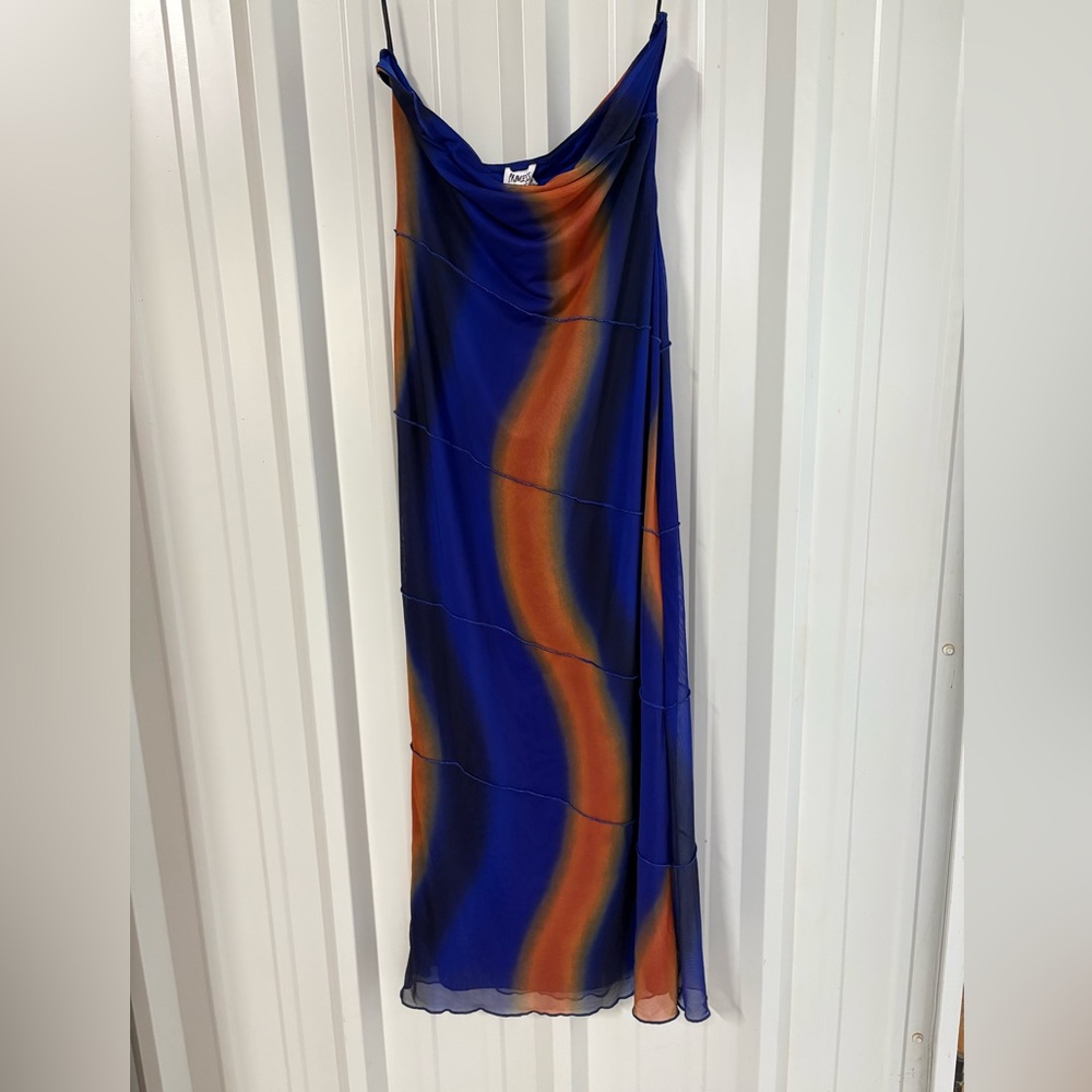 Princess Polly Blue and Orange Strechy Mesh Dress